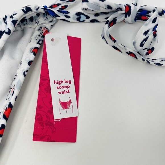 Xhilaration Juniors Large High Leg Scoop String Bikini Bottom Animal Print 1022 - Picture 5 of 8